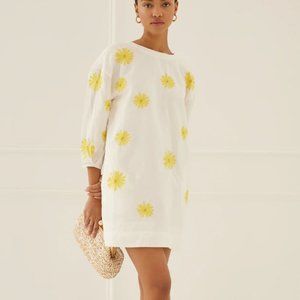 Something Navy Embroidered Long Sleeve Open Back Mini Dress